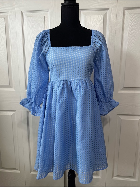 entro Dresses & Skirts - Entro Blue Gingham Babydoll Dress Size S